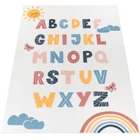 KADIMA DESIGN Kinderteppich Waschbar, mit Alphabet-Motiv, Mehrfarbig, 80 x 150 cm