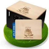 Personalisierter Sitzauflage aus Holz - Schneidebrett holz - Outdoor Sitz mit Motiv für Festival, Vatertag, Camping & Balkon - 2in1 mobiler Hocker & Tisch - Geschenke für Männer