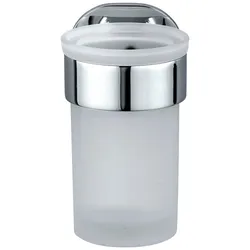 Zahnputzbecher WENKO "UV-Loc Maribor", transparent (chromfarben, transparant), B:7cm H:11cm L:10cm, Zinkdruckguss, Glas, Zahnputzbecher, befestigen ohne Bohren mit innovativem Klebesystem