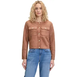 Jackenblazer CARTOON "Cartoon Blazer-Jacke mit Taschen", Damen, Gr. 36, braun (braun patina), Obermaterial: 90% Polyester, 10% Elasthan., modisch, gerade normal, Rundhals, Langarm, Blazer, Taschen