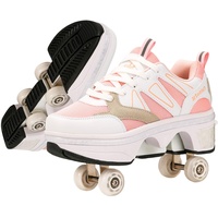 Mädchen Rollschuhe mit Rollen | Kinder Roller Skates | Verstellbar Kick Rädern-Sneaker | Outdoor-Spaß und Abenteuer | Geburtstags Geschenk,Rosa-42EU