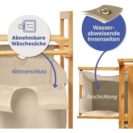 Lumaland Wäschekorb Bambus mit 2 ausziehbaren Wäschesäcken - Beige