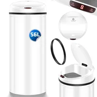 KESSER Sensor Mülleimer ✓ Automatik ✓ Abfalleimer ✓ Abfall | Edelstahl | Farbe: WEIß | Größe: 56 L