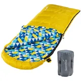 Skandika Deckenschlafsack Dundee Flanell | Baumwolle, Luxus-Qualität, koppelbar, Doppelschlafsack, 3 Jahreszeiten, bis -20°C, 220 x 80 cm/ 220 x 160 cm | Outdoor Camping Schlafsack (Gelb RV rechts)