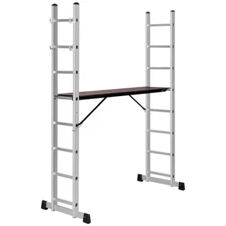 MSW Arbeitsgerüst 3in1 Leitergerüst Klappgerüst Multifunktionsgerüst Alugerüste schwarz|silberfarben