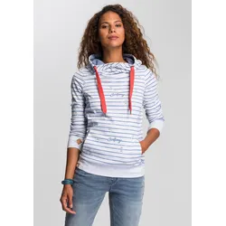 Hoodie, Langarm mit Daumenlöchern, figurbetonter Schnitt, Gr. 52/54 (XXL), ecru-meliert-mittelblau, Sweatshirts, 33805912-52