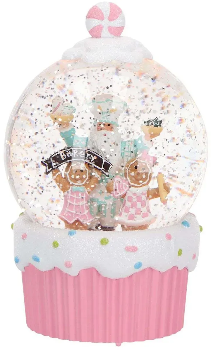 Gingerbread Snow Globe Water Spinning rosa