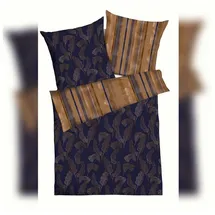 KAEPPEL Mako-Satin Bettwäsche Thrive blau 155x220 cm + 80x80 cm
