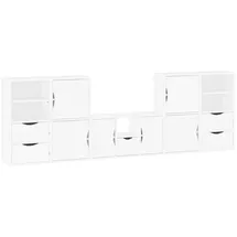 vidaXL 5-tlg. Wohnwand mit Stauraum ODDA Weiß Massivholz Kiefer,