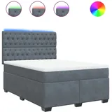 vidaXL Boxspringbett mit Matratze Dunkelgrau 160x200 cm Samt
