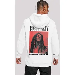 Kapuzenpullover F4NT4STIC "Bob Marley Songs Of Freedom Reggae Music", Herren, Gr. XS, weiß, Obermaterial: 65% Baumwolle, 35% Polyester, casual, slim fit, Langarm, Pullover, Premium Qualität, Musik, By Rock Off