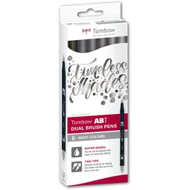 Tombow ABT Dual Brush Pen 6er Set Grau