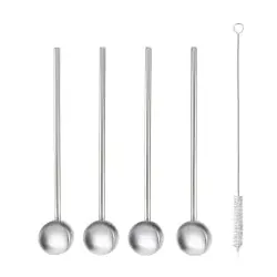 Metaltex Cocktaillöffel/Trinkhalm aus Inox-Edelstahl, 4-teilig 253926000 , Länge: 20 cm