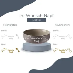 Futterschale Jasper taupe ø 14 cm - Tiernamen und Motiv