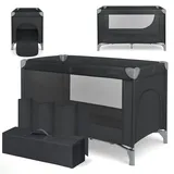 KIKKABOO Reisebett Baby SO Gifted 2026, Kinderreisebett 120x60 cm, bis 15 kg, Faltbar & Kompakt, Tragbar mit Transporttasche, Zusammenklappbar für Reise & Urlaub, Schwarz