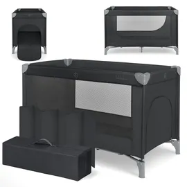 KIKKABOO Reisebett Baby SO Gifted 2026, Kinderreisebett 120x60 cm, bis 15 kg, Faltbar & Kompakt, Tragbar mit Transporttasche, Zusammenklappbar für Reise & Urlaub, Schwarz