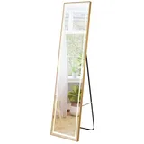 COSTWAY Standspiegel, mit goldenem Alurahmen, explosionssicherer Folie, 155cm goldfarben