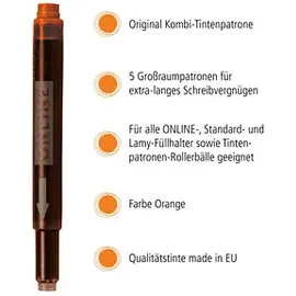 Online Schreibgeräte Tintenpatronen für Füller 17174/12 orange, 5 St.