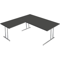 Kerkmann Winkel-Schreibtisch »Artline Transparent« 200 cm 90° Winkel höhenverstellbar grau, 200x82x80 cm
