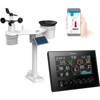 Bresser 11-Tage 4Cast CV WLAN Wetterstation 7-in-1 Solar, detaillierte Wettervorhersage, ProWeatherLive-App, Innen- und Außentemperatur, schwarz