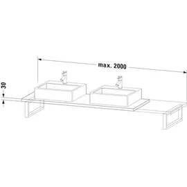 Duravit Konsole DuraStyle f AWT, 2 Ausschn, Stärke 3cm, Ei sw