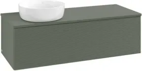 V&B Waschtischunterschrank mit Frontstruktur, mit Beleuchtung Antao 120x36x50cm, WBP Lac, lea gre. m Lac