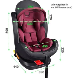 XOMAX XZ-16 Kindersitz drehbar 360° mit ISOFIX und Liegefunktion I mitwachsend I 0-36 kg, 0-12 Jahre, Gruppe 0/1/2/3 I 5-Punkt-Gurt und 3-Punkt-Gurt I Bezug abnehmbar, waschbar I ECE i-Size 129R