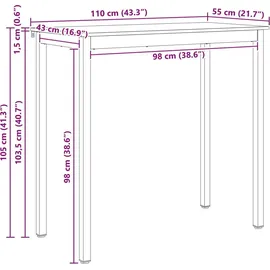 vidaXL Bartisch Natur 110 x 55 x 105 cm Braun