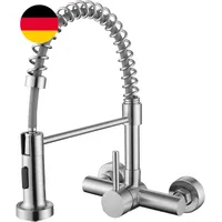 Küchenarmatur Wandmontage Mit Herunterziehbare Brause, Hoch Gebogen Wandarmatur