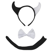 Petitebelle Stirnband Bowtie Schwanz Kostüm für Erwachsene Einheitsgröße Teufel Weiß Schwarz
