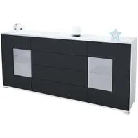 Vladon Sideboard, Schwarz, Holzwerkstoff, 166.5x75.5x35 cm, Wohnzimmer, Kommoden &