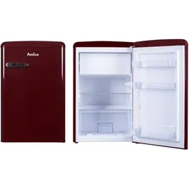 Amica KS 15611 R Retro-Kühlschrank (108 l, 860 mm hoch, Weinrot)