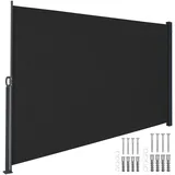 Tectake Seitenmarkise 200 x 300 cm schwarz Aluminium