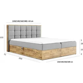 Fun Möbel Boxspringbett Schlafzimmerbett KALYPSO 200x200cm Stoff Grün inkl. Bettkasten