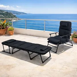 Mojawo 2 in 1 Gartenliege 90 x 0 x 0 cm Schwarz