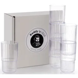 Becher BUDDY'S, transparent, H:15cm, Kunststoff, Trinkgefäße, 500 ml, 6-teilig