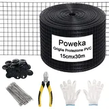 Poweka Vogelschutznetz für Solarpanel 15 cm x 30 m PVC mit 70 Befestigungen