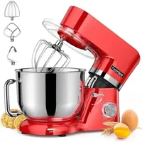 Küchenmaschine Standmixer Rührgerät Teig Knetmaschine 5.5L 1500 W Edelstahl Rot