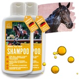 Tea Tree Shampoo für Hunde Pferde I Hundeshampoo Pferdeshampoo mit Teebaumöl mildes Pferde Shampoo ph neutral Pferdepflege Set gegen Juckreiz Geruch für irritierte Haut I Fellpflege & Fellglanz 2x0,5