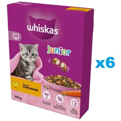 WHISKAS Junior 6x300 g Trockenfutter mit Huhn für Kätzchen