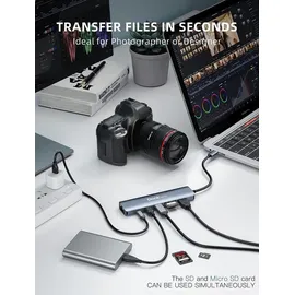 Dockteck USB C Hub Dockteck 7-in-1 Dock DD0003 USB C Adapter, Ethernet LAN RJ45, 4K 60Hz HDMI, 100W Power Delivery, 2 USB 3.0 Ports und SD/microSD für iPhone 15 Pro MacBook M1, iPad Pro, Surface Pro und Mehr