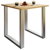 Mid.you Esstisch, Silber, Honigeiche, Metall, Holzwerkstoff, quadratisch, U-Form, 80x76x80 cm, Esszimmer, Tische, Esstische, Esstische quadratisch