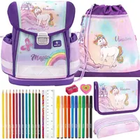 Belmil Schulranzen Set Classy Rainbow Unicorn Magic 10-teilig gefüllt