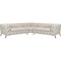 Leonique Chesterfield-Sofa »Amaury L-Form«, Chesterfield-Optik, Breite/Tiefe je 262 cm, Fußfarbe wählbar beige