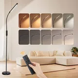 One Fire Stehlampe Dimmbar,25 Modi LED Stehlampe Wohnzimmer Dimmbar,1000 Lumen Leselampe Stehlampe LED Stehlampe Schwarz,Fernbedienung/Timer Floor Lamp,Stehleuchte Wohnzimmer Stehlampen Standleuchte