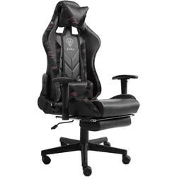 Gaming Stuhl mit Fußstütze und ergonomsichen 4D-Armlehnen gaming chair in ergonomischer Sportsitz Optik Gamer Stuhl mit verstellbaren Rückenstützkissen Bürostuhl