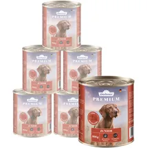 Dehner Premium Hundefutter Junior Nassfutter getreidefrei Rind Geflügel 6 x 800 g