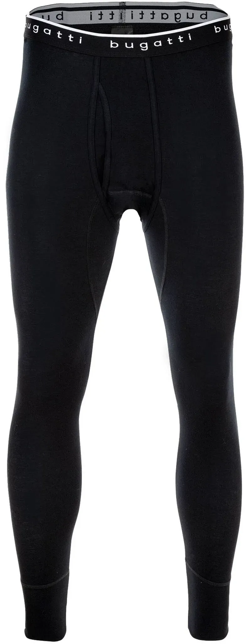 Lange Unterhose BUGATTI "Lange Unterhose Lange Unterhose Feinripp 1er Pack", Herren, Gr. M, schwarz, Obermaterial: 100% Baumwolle CO., Unterhosen Lange Unterhose