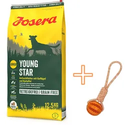 JOSERA YoungStar - Grain Free 12,5kg + NUXIE Hundespielzeug Tug mit Ball 30cm