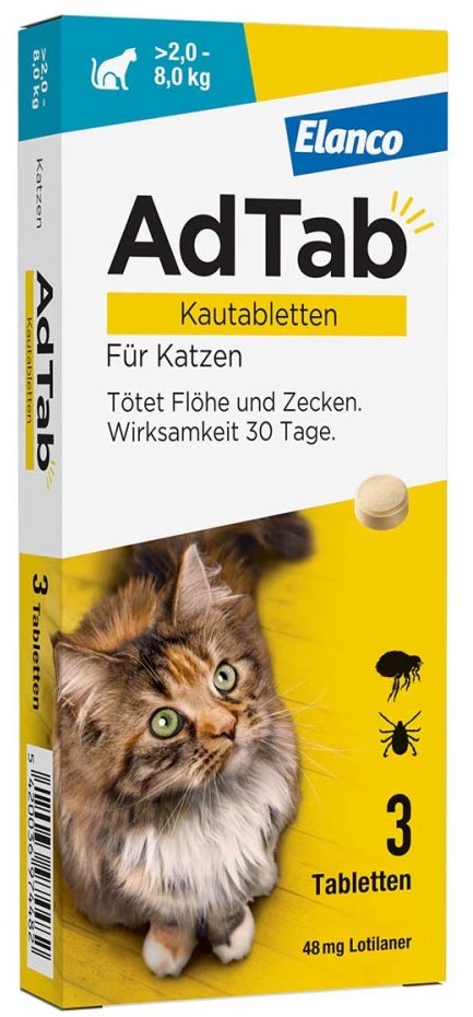 AdTab 48 Mg Kautabletten für Katzen >2-8 Kg